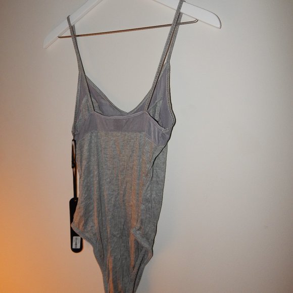 Gray Ribbed Bodysuit - Picture 2 of 3
